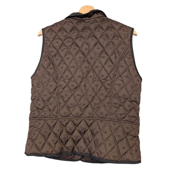Eddie Bauer Down Vest Brown Quilted Snowflake Embroidered Womens Size L - Picture 2 of 5